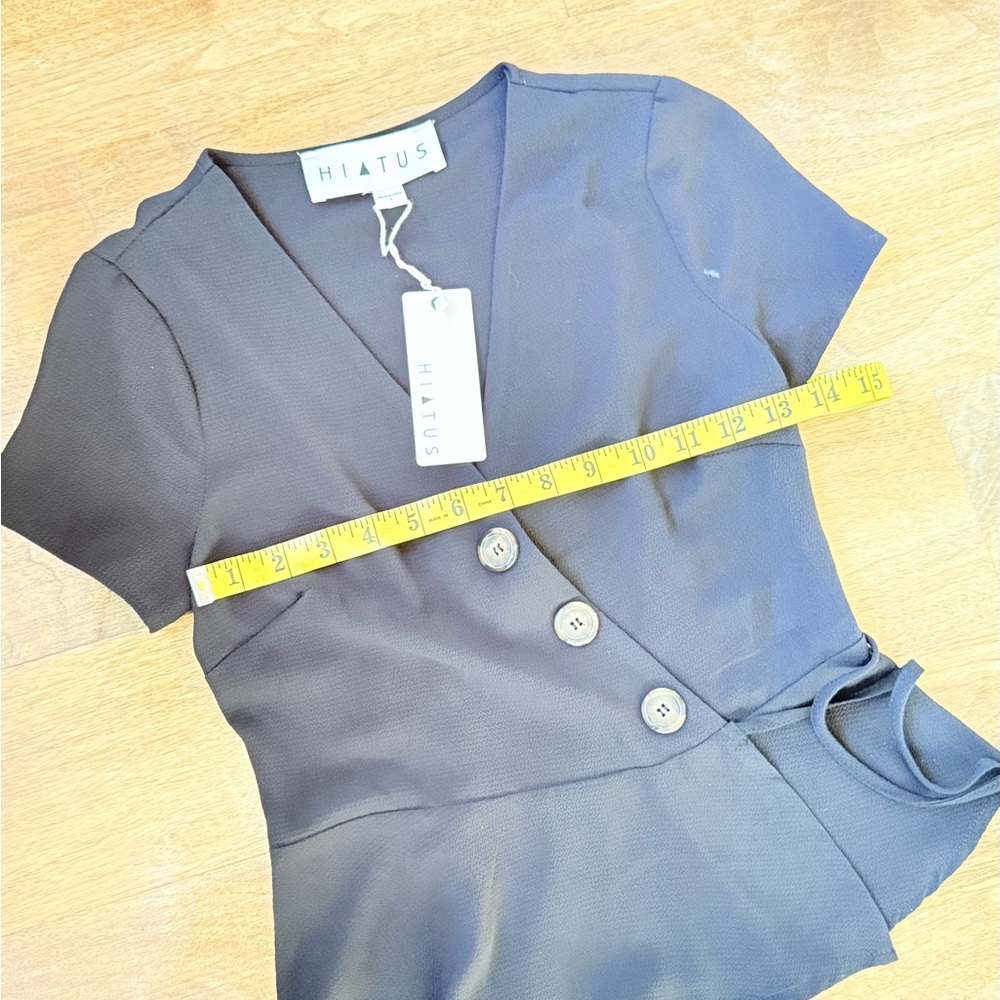 Chic Black Buttoned Wrap Blouse NWT - image 4